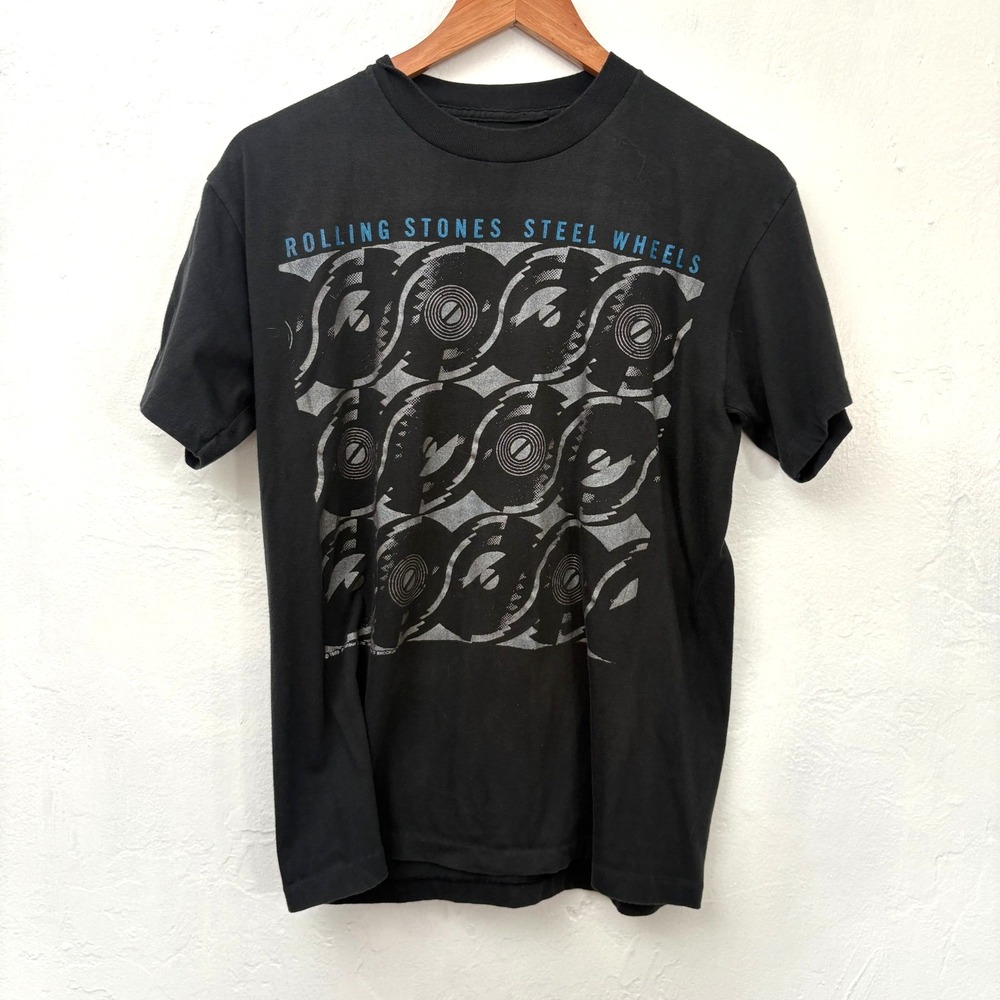 Rolling Stones Vintage 1989 Steel Wheels Tour Shirt Medium? Black Short Sleeve